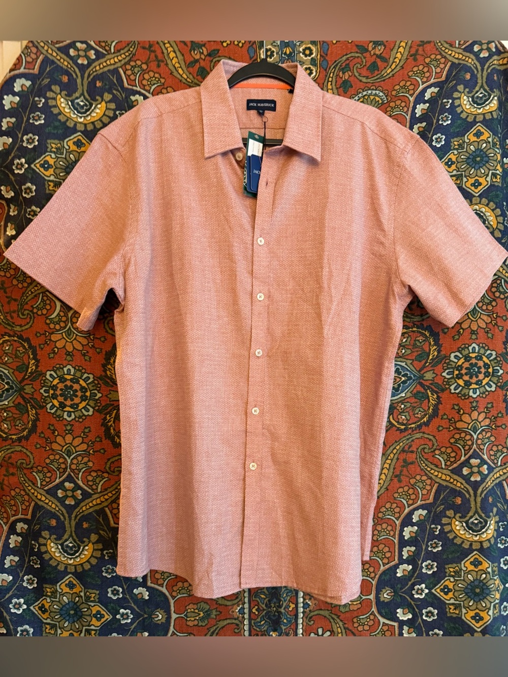 Jack Maverick linen blend Short-Sleeve Button-Down